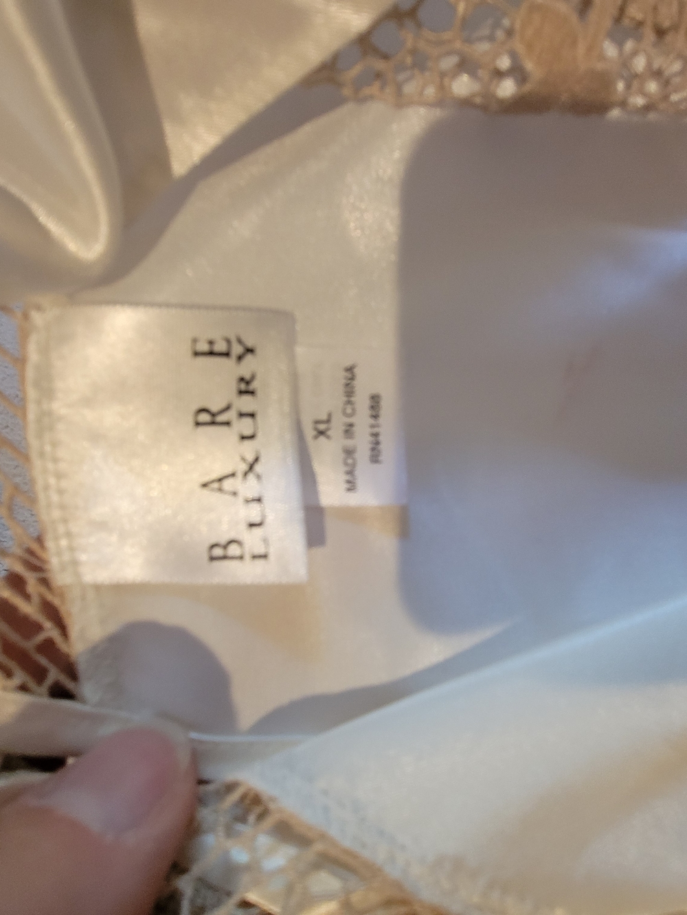 Bare Luxury Off-White Lace-Trim Satin Nightgown - Women Intimates - Picture 4 of 8